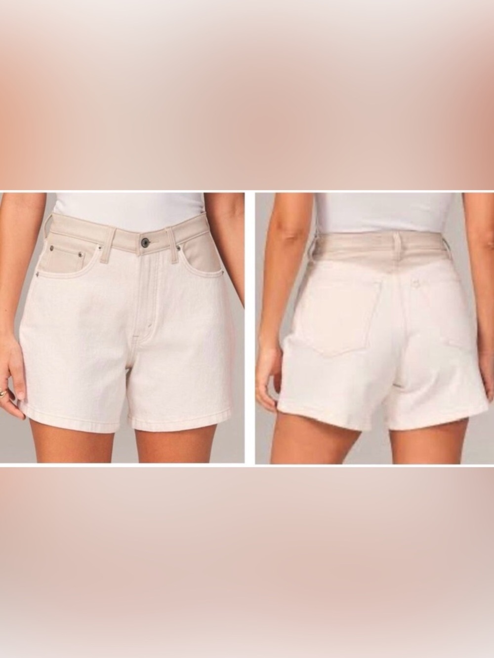 Abercrombie & Fitch Cream High-Rise Denim Shorts
